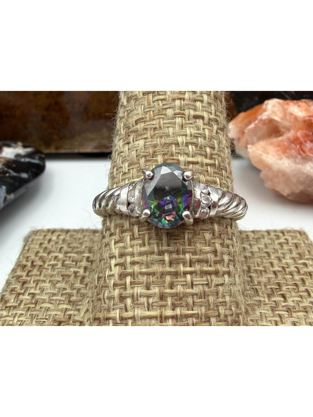 Rainbow Mystic Topaz Sterling Silver Ring Size 9